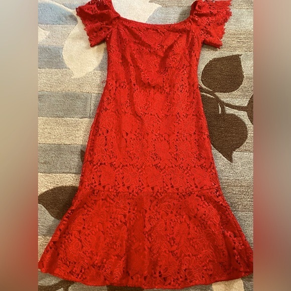 Lauren Ralph Lauren Tulip Crochet Lace Off Shoulder Midi Dress ZB3 - Picture 2 of 6